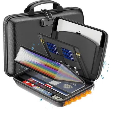 Image de Omgoods - Boîte de rangement pour documents résistante, avec serrure - Support de documents A4 portable, étanche