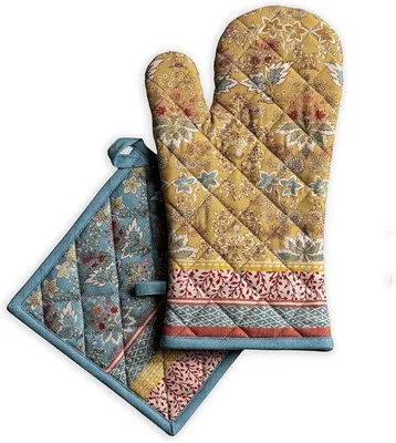 Produktbild von Famanu Topflappen- und Ofenhandschuh-Set - 100% Baumwolle