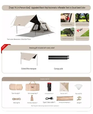Produktbild von Campingzelt, aufblasbares Design, winddicht für alle Jahreszeiten, khaki 230*230*170