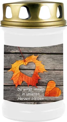 Image de Bougies funéraires pack de 8 avec motif 2 jours feuillage cœur