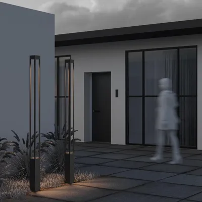 Zdjęcie produktu dla Lampa podłogowa LED, oświetlenie zewnętrzne, grafit, metal, IP65, wys. 200 cm