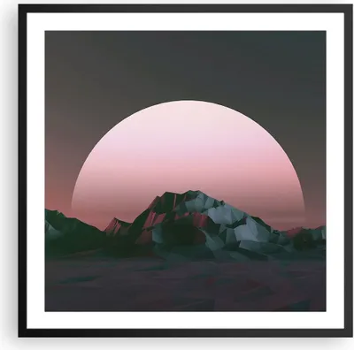 Produktbild von Gerahmtes Poster - Schwarzer Rahmen - Landschaft Berge Sonne - 60x60 cm - Wand Bild - Wanddeko - Wandbilder - Kunstposter - Wandposter - Bilderrahmen - Bilder - Kunstdruck - Wandbild - P2BAC60x60-4320