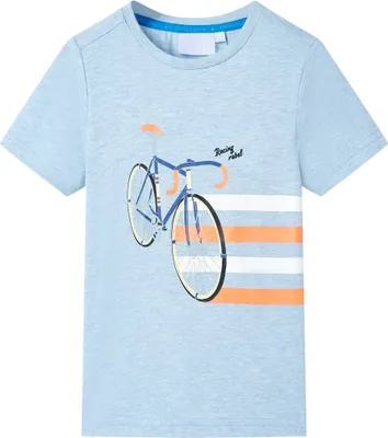Productafbeelding van Kindershirt 128 gemêleerd zachtblauw