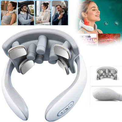 Produktbild von Elektrisches Nackenmassagegerät mit Wärmefunktion, 15 Intensitätsstufen, für Büro, Zuhause und Reisen