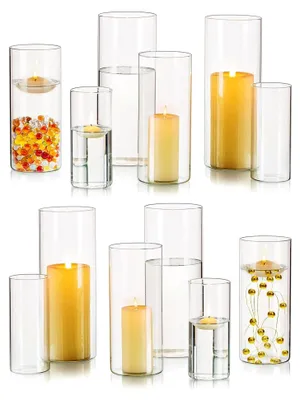 Produktbild von Kerzengläser Glaszylinder für Kerzen Windlicht: 12er Set große Glasvasen für Tischdekoration Hochzeit Weihnachten