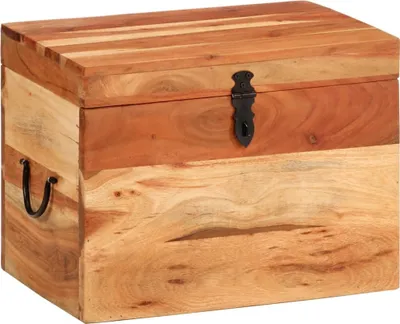 Image de The Living Store boîte de rangement 39x28x31 cm bois massif acacia
