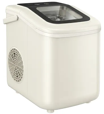 Produktbild von Tragbare Eiswürfelmaschine mit Selbstreinigung, Eisschaufel & Korb, 12 kg/24 Std., Beige