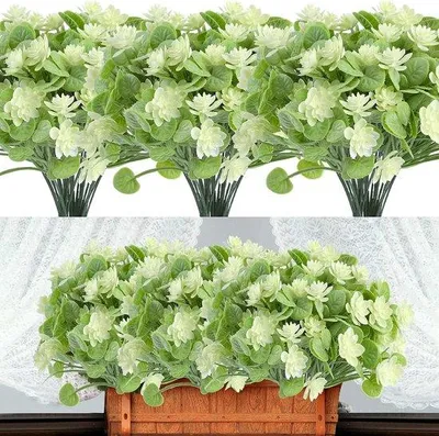 Imagen del producto de Famanu: 6 flores artificiales blancas, plantas artificiales para decoración exterior