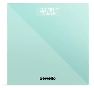 Produktbild von Digitale Personenwaage – Badezimmerwaage 180 kg – Glaswaage – LCD-Anzeige – Hellblau [BW3014]