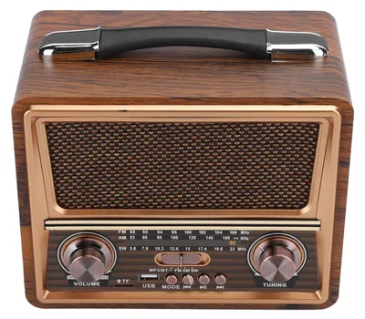 Zdjęcie produktu dla regulowane radio FM/AM/SW 110/220 V, przenośny drewniany głośnik bezprzewodowy Bluetooth, ładowalny (wtyczka UE)