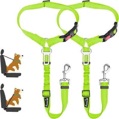 Obrázok produktu pre SlowTon Postroj pre psov Car 2-in-1 Headrest Restraint Harness 2Pcs J.Lime Green