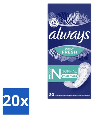 Produktbild von 20 x Always Daily Fresh Slipeinlagen - Normal - Unparfümiert - Vorteilspackung - 20 Stücke