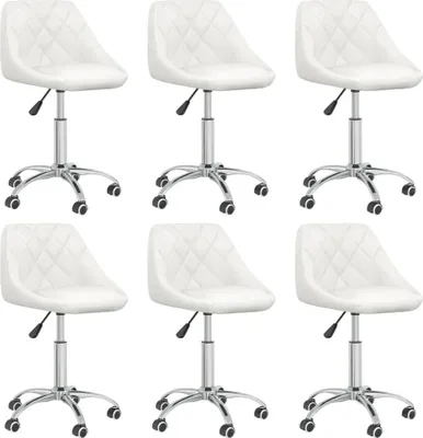 Image de Chaises pivotantes à manger lot de 6 blanc similicuir