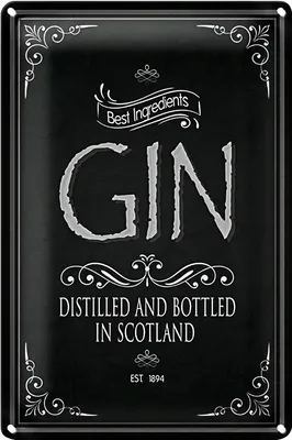 Produktbild von Blechschild 20x30cm Gin best ingredients scotland