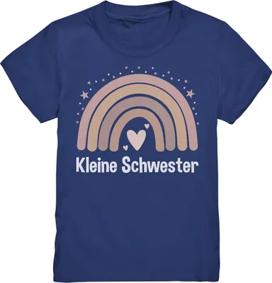 Produktbild von Kleine Schwester T-Shirt Regenbogen Kleine Schwester Geschenk – Indigo / 122/128 (7-8)