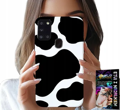 Zdjęcie produktu dla Etui Do Samsung Galaxy A21S - Czarno - Białe Łaty Krowa, Modne Wzory