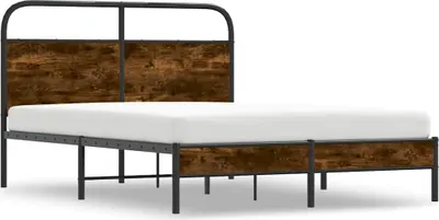 A bed frame with a mattress on a white background.