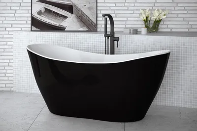 Immagine prodotto di Vasca da bagno freestanding di design nera Vasca da bagno in nero Vasca da bagno in acrilico
