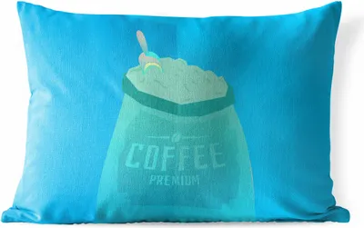 Produktbild von MuchoWow® Outdoor Kissen - Kaffee - Bohnen - Zitate - Kaffeeprämie - 50x30 cm - Wetterfest - Lounge Kissen - Sofa kissen - Wohnzimmer Dekoration