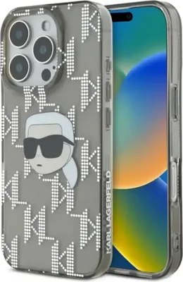 Zdjęcie produktu dla Karl Lagerfeld IML Karl Head Electroplated - Etui iPhone 16 Pro (czarny)