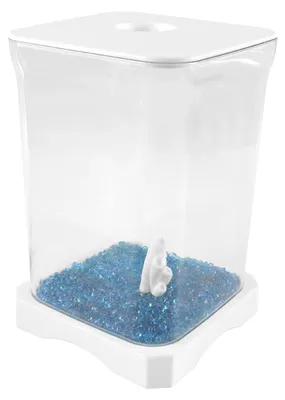 Betta-Aquarium mit LED-Licht, 11,8x11,8x17,7 cm, Weiß