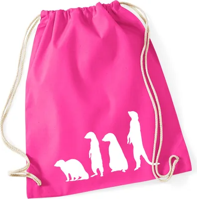 Produktbild von Huuraa Turnbeutel Erdmännchen Silhouette 12 Liter Fuchsia Baumwolle Rucksack Geschenkidee