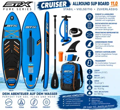 Produktbild von STX Cruiser 11' SUP Board 335cm aufblasbar Allround Touring Set 180kg