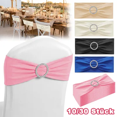 Obrázek produktu pro NAIZY 10 ks stuh na židle s křišťálovou sponou, 14 x 34 cm, elastické stuhy na židle z polyesteru, vhodné pro většinu židlí, dekorace na svatby, bankety, narozeniny a akce, černé