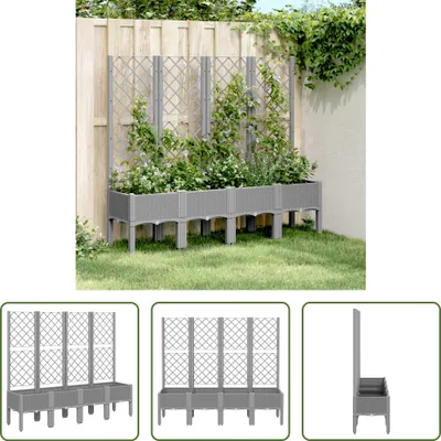 Immagine prodotto di The Living Store Fioriera con traliccio Grigio chiaro 160x40x142 cm PP