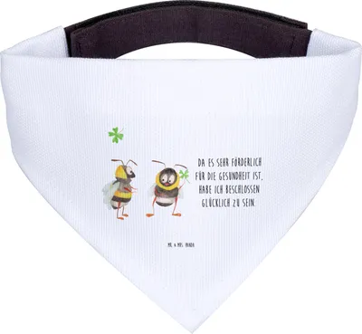 Produktbild von Mr. & Mrs. Panda Halstuch Hummeln Kleeblatt - Weiß - Geschenk, glücklich Werden, Lustige Sprüche, Biene, Hund, sein, Hummel, Für Hunde, Spruch Positiv, Hundehalstuch