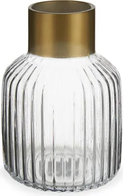 Produktbild von Gestreifte Vase mit Golddekor, H 18 cm