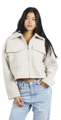 Produktbild von Brave Soul - "Izai" Jacke für Damen, Bouclé WH382 (36 DE) (Hellgrau)