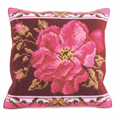 Produktbild von Kreuzstich-Stickerei-Set CdA-Kissen "Romantische Rose I" 5178, 40x40cm