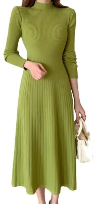 Produktbild von Elzusha – Damen Midikleid mit langen Ärmeln und halbem Kragen