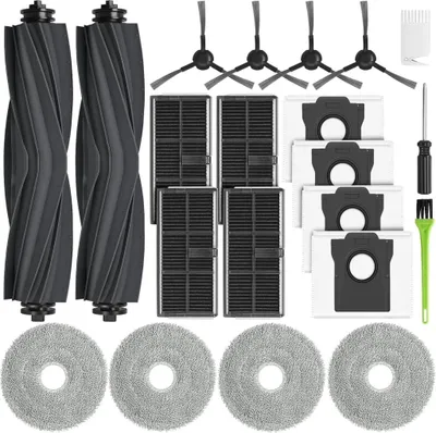 Kit d'accessoires 16 pièces pour Dreame Mova E30 Ultra/ L10s Ultra Gen 2/ L10s Pro Ultra Heat/L40 Ultra AE/X30 Ultra, 1 Brosse Principale 6 Brosse Latérale 2 Filtres 4 Serpillere 2 Sacs