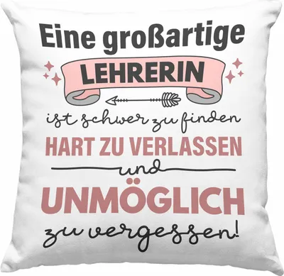 Produktbild von Trendation - Lehrerin Geschenk Deko-Kissen mit Füllung 40x40 Geschenkidee Lustig Danke Sprüche Dankeschön Grundschule (Grau)