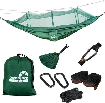 Produktbild von Famanu Hängematte mit Moskitonetz leichtgewichtig Nylon 210T - 260 x 140 cm - tragbar - 250 kg - grün