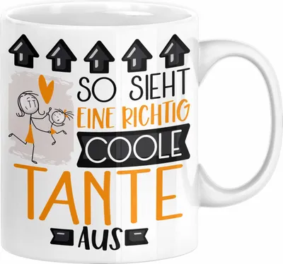 Produktbild von Tante Geschenk Tasse Lustig Geschenkidee für Tante Geburtstag So Sieht Eine Richtig Coole Tante Aus Frauen Spruch (Weiß)