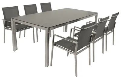 Produktbild von Gartengarnitur 7-teilig 208 x 86 x 200 cm Edelstahl Anthrazit