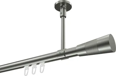 Produktbild von Interdeco Innenlaufstange / Gardinenstange mit Innenlauf Edelstahl-Optik, Typ Sonette Tanara (Konus Bicolor) Deckenmontage, 20 mm Ø 1-läufig, 140 cm