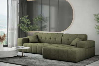 Image de Canapé d'anglecanapé d'angle en L, salon, style NIMES, élégant, plusieurs coloris, tissu Perfect Harmony, droite, vert