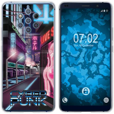 Produktbild von PhoneNatic Case kompatibel mit  Nokia 9 PureView Silikon-Hülle Retro Wave Cyberpunk.01 M4