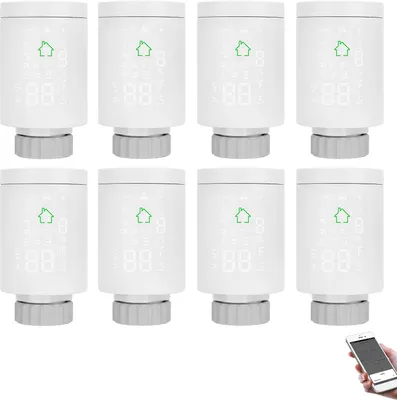 Obrázok produktu pre 8X Tuya ZIGBEE 3.0 Inteligentný termostat na radiátor, programovateľný ventil na radiátor, ovládanie cez aplikáciu, hlasové ovládanie, kompatibilný s Alexou, detekcia otvorenia okna