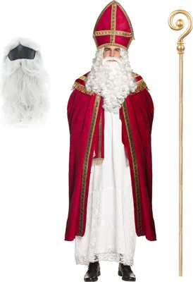 Produktbild von Nikolaus Kostümset mit Bart und Perücke für Erwachsene - Einheitsgröße