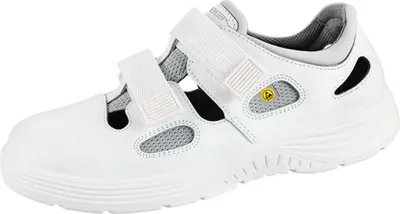 A white Abeba ESD-Sicherheitsschuhe x-light S1 Sandale is shown from a side angle against a white background.