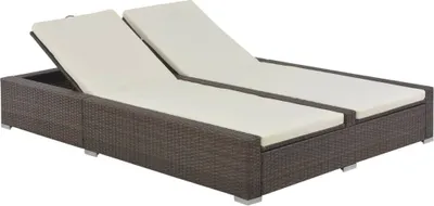Produktbild von The Living Store Doppel-Sonnenliege Poly Rattan Braun