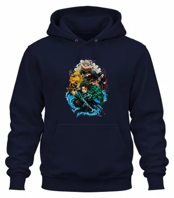 Productafbeelding van Demon Slayer Kimetsu no Yaiba Tanjiro Nezuko Zenitsu, fanartikel, uni hoodie, marineblauw, maat M