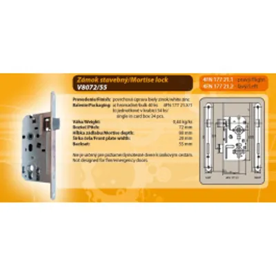 Obrázok produktu pre zámok zadlabávací 8/72-55 V vlož P/L 4FN17721.1 stavebný