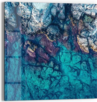 Produktbild von DEQORI Glasbild Echtglas 30x30 cm 'Küstenfarbenspiel' Wandbild Bild modern Deko