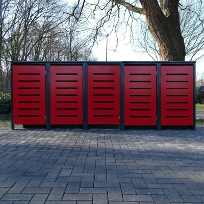 Produktbild von 5 Tailor Mülltonnenboxen Basic für 240 Liter Tonne Stanz.2 Anthrazit / Front Rot